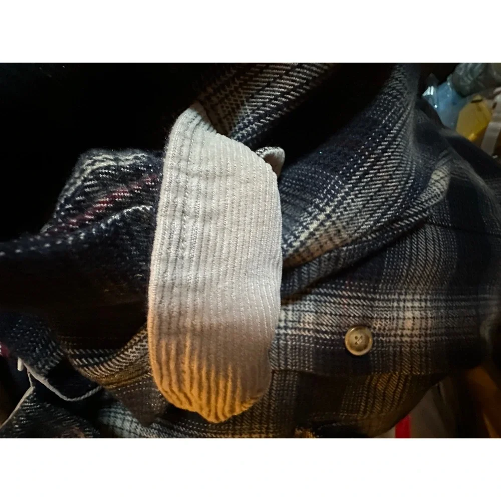 Unionbay Black/Blue Plaid Flannel Shacket Button Up Long Sleeve‎ Mens Size Large